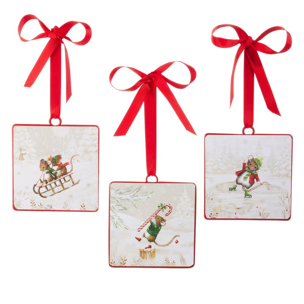 RAZ Imports *SB* 4" A Very Mouse Christmas Square Ornament