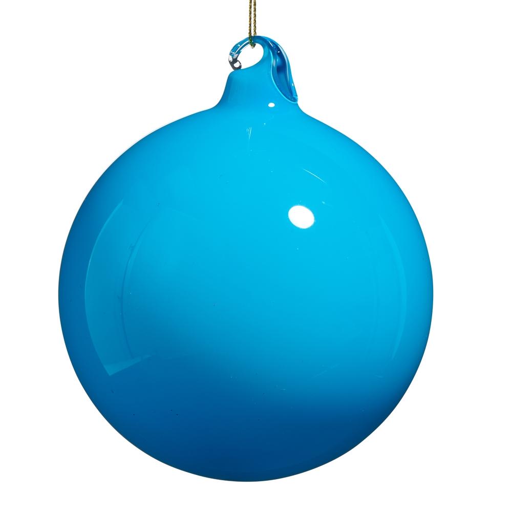RAZ Imports *SB* 4" Blue Opaque Blown Glass Ball Ornament