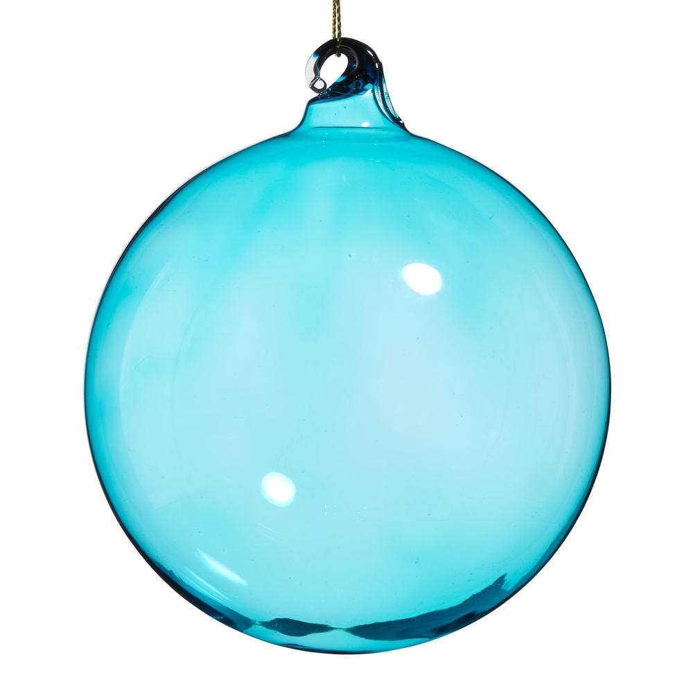 RAZ Imports *SB* 4" Blue Sheer Blown Glass Ball Ornament