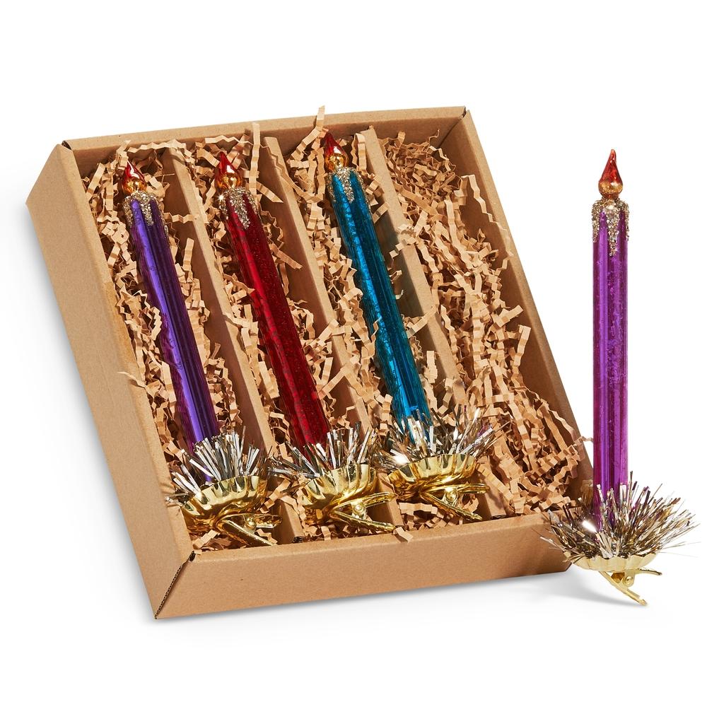 RAZ Imports *SB* 4" Box of Multicolor Clip-on Candle Ornament