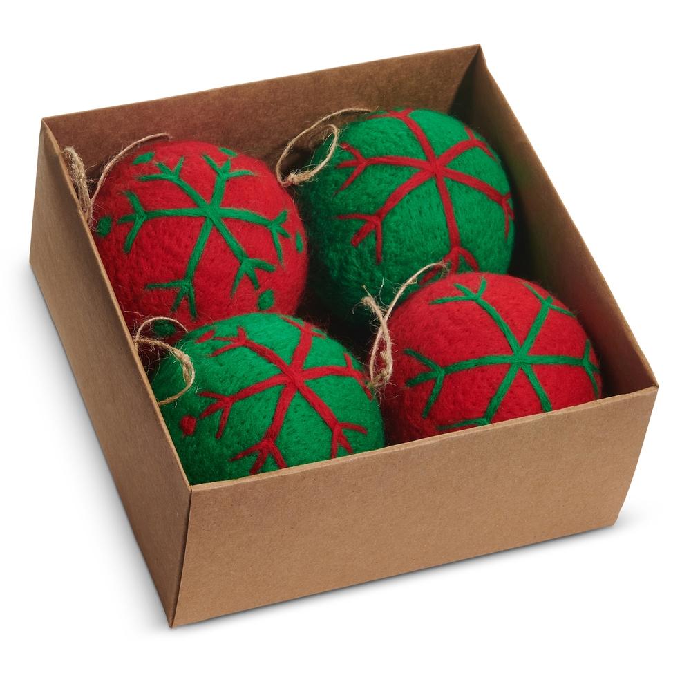 RAZ Imports *SB* 4" Box of Snowflake Felt Ball Ornaments