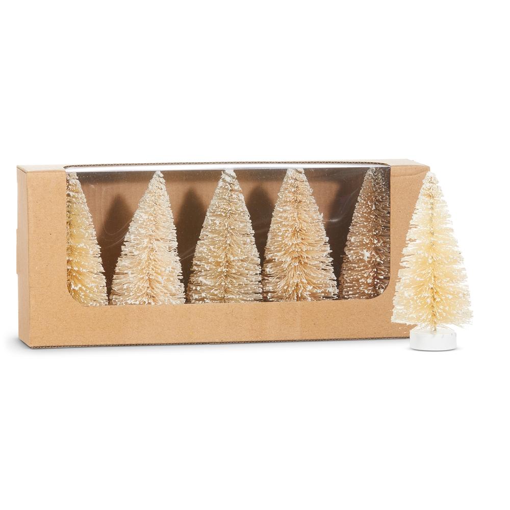RAZ Imports *SB* 4" Box of Snowy Natural Bottle Brush Trees