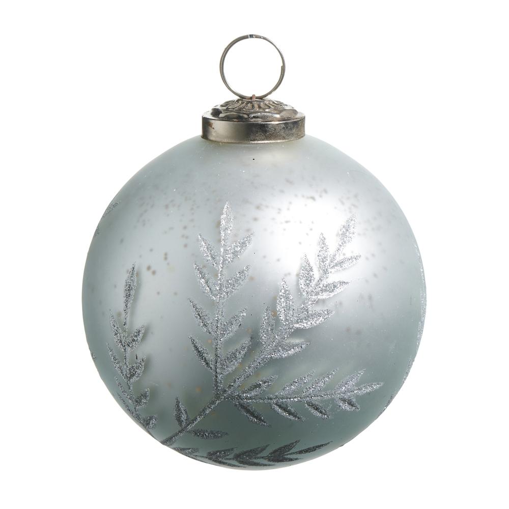 RAZ Imports *SB* 4" Frost White Mercury Glass Ball Ornament