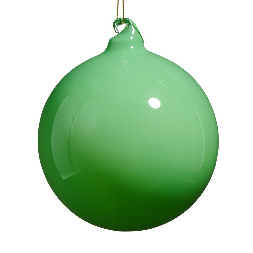 RAZ Imports *SB* 4" Green Opaque Blown Glass Ball Ornament