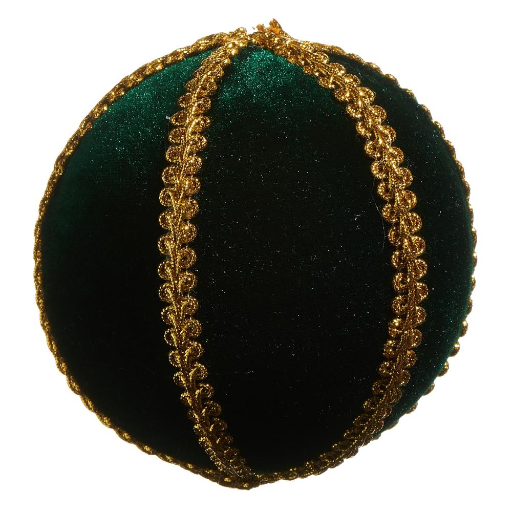 RAZ Imports *SB* 4" Green Velvet with Gold Braid Ornament