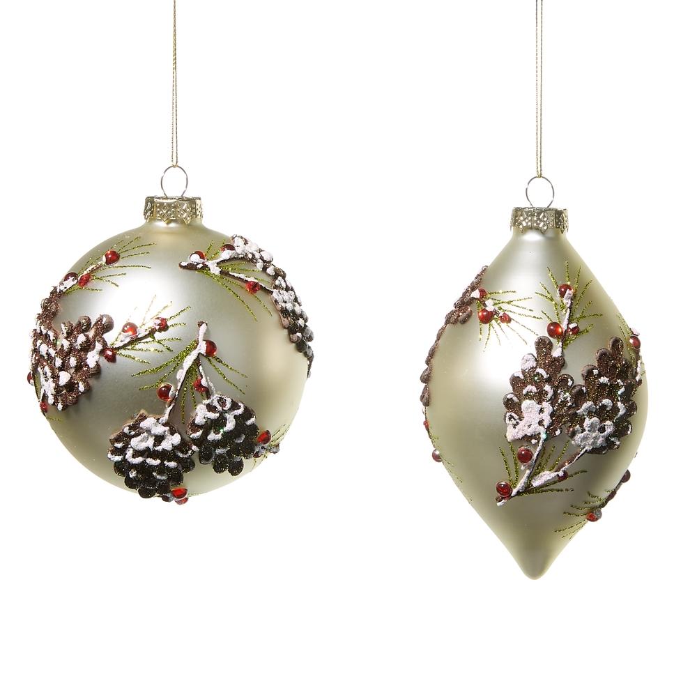 RAZ Imports *SB* 4" Pinecone Embellished Champagne Ornament