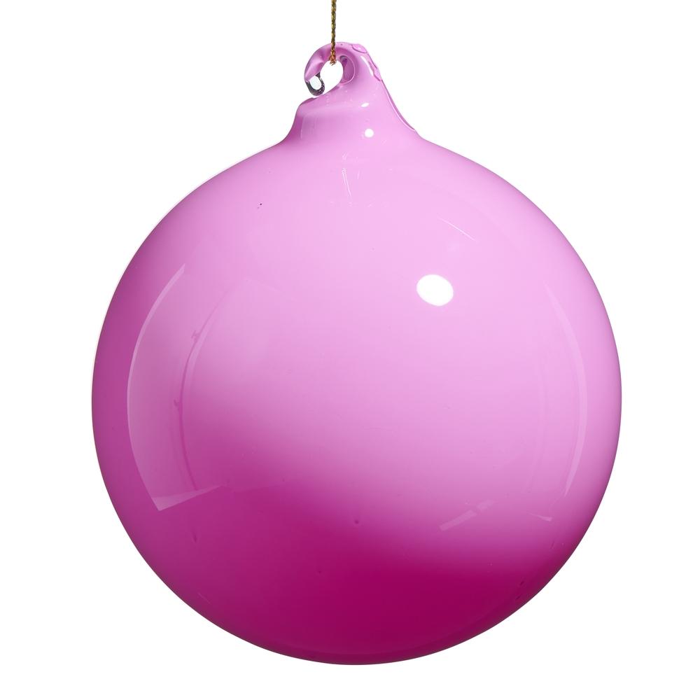 RAZ Imports *SB* 4" Pink Opaque Blown Glass Ball Ornament