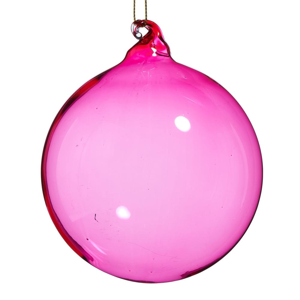 RAZ Imports *SB* 4" Pink Sheer Blown Glass Ball Ornament