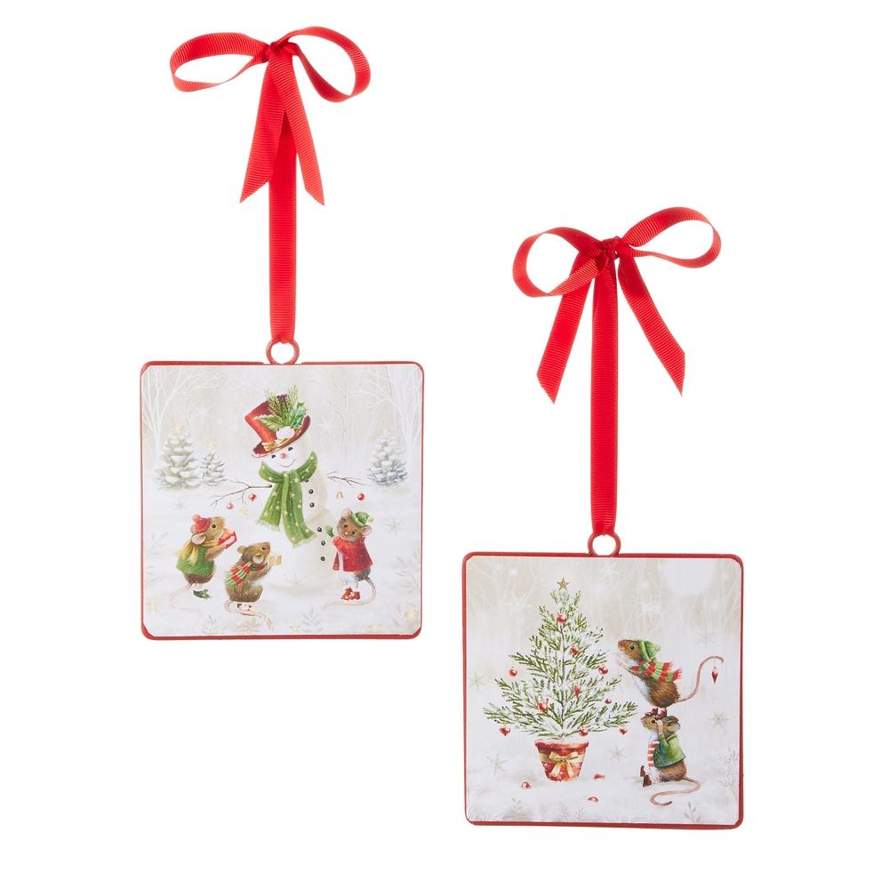 RAZ Imports *SB* 5" A Very Mouse Christmas Square Ornament