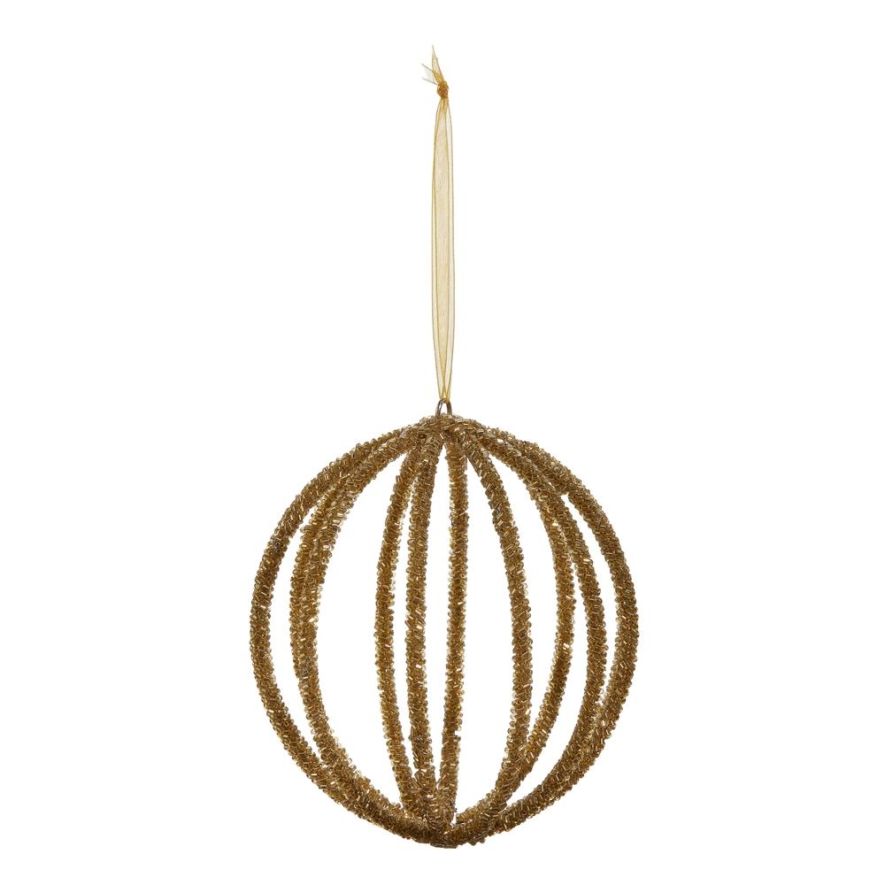 RAZ Imports *SB* 5" Antiqued Gold Beaded Ball Ornament