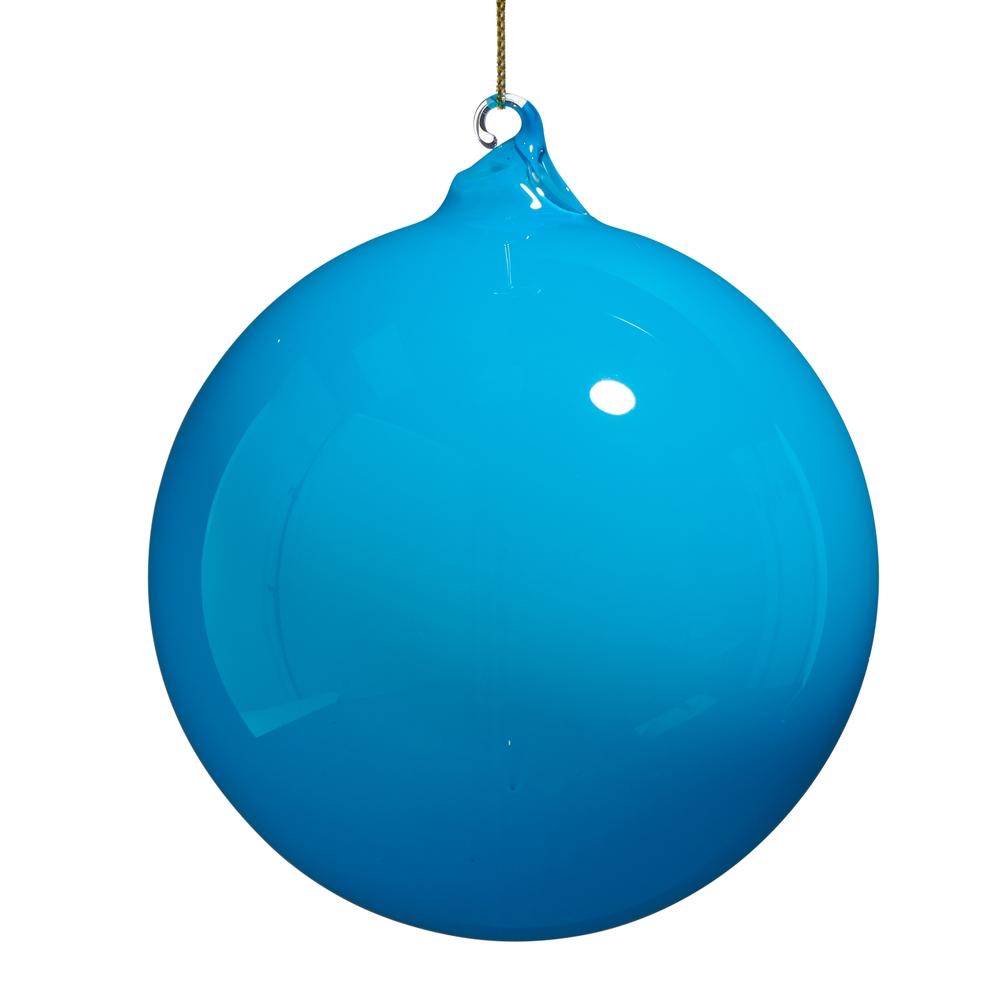RAZ Imports *SB* 5" Blue Opaque Blown Glass Ball Ornament