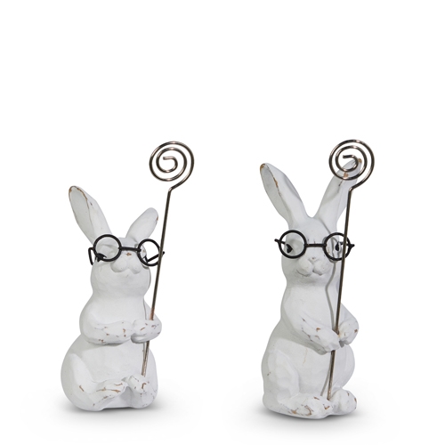 RAZ Imports *SB* 5" Bunnies with Glasses Place Card Holders