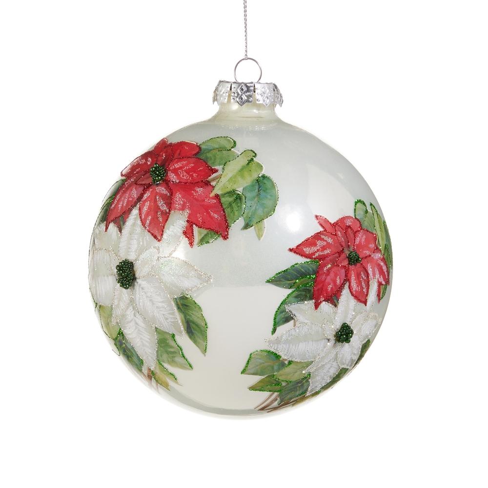 RAZ Imports *SB* 5" Festive Christmas Floral Ball Ornament
