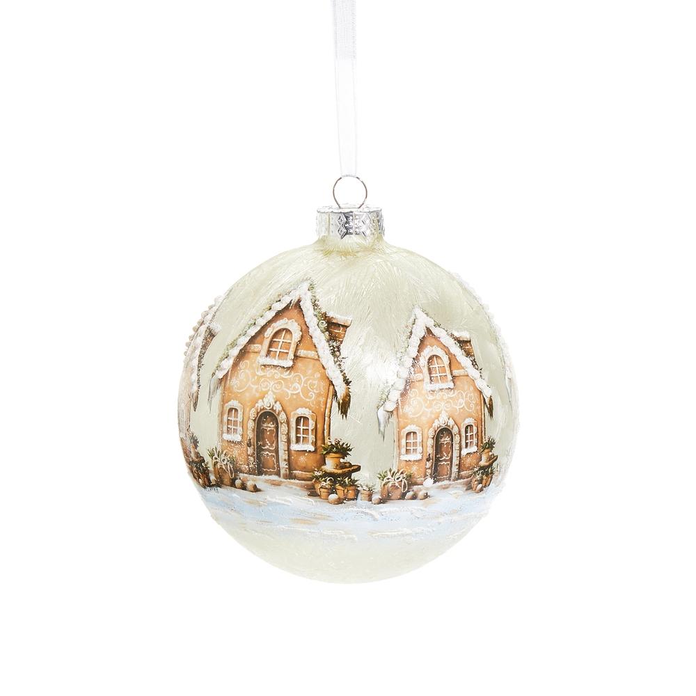 RAZ Imports *SB* 5" Festive Gingerbread Cottage Ball Ornament