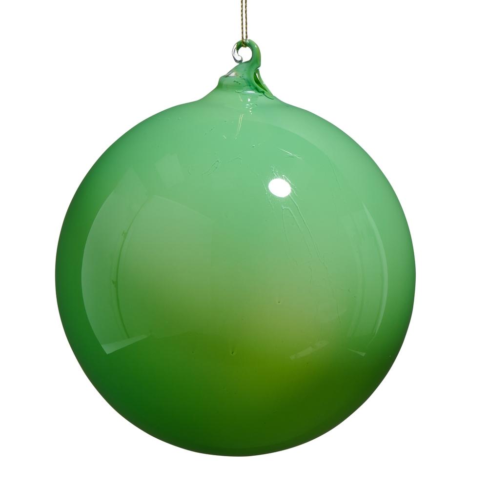 RAZ Imports *SB* 5" Green Opaque Blown Glass Ball Ornament