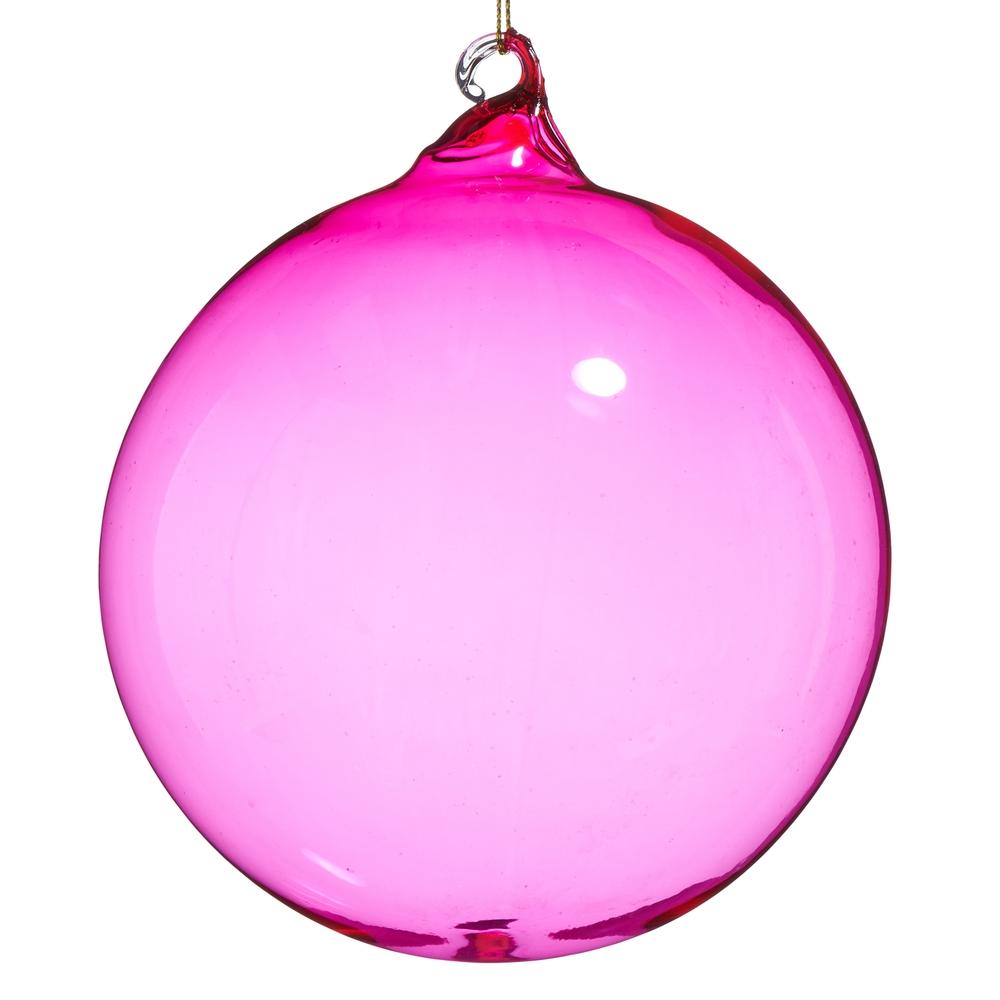 RAZ Imports *SB* 5" Pink Sheer Blown Glass Ball Ornament