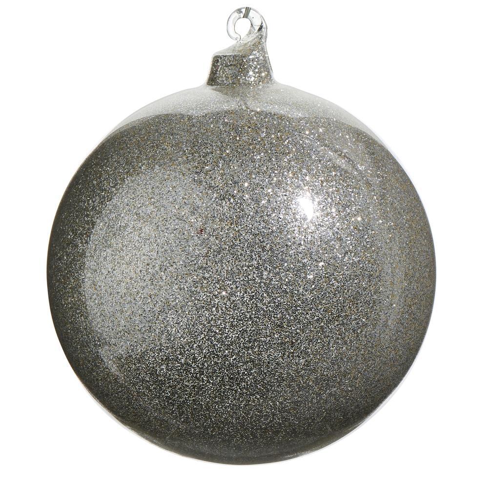 RAZ Imports *SB* 5" Platinum Glitter Blown Glass Ball Ornament