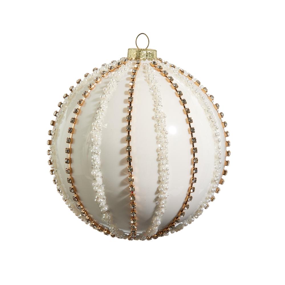 RAZ Imports *SB* 5" Rhinestone and Pearl Ball Ornament