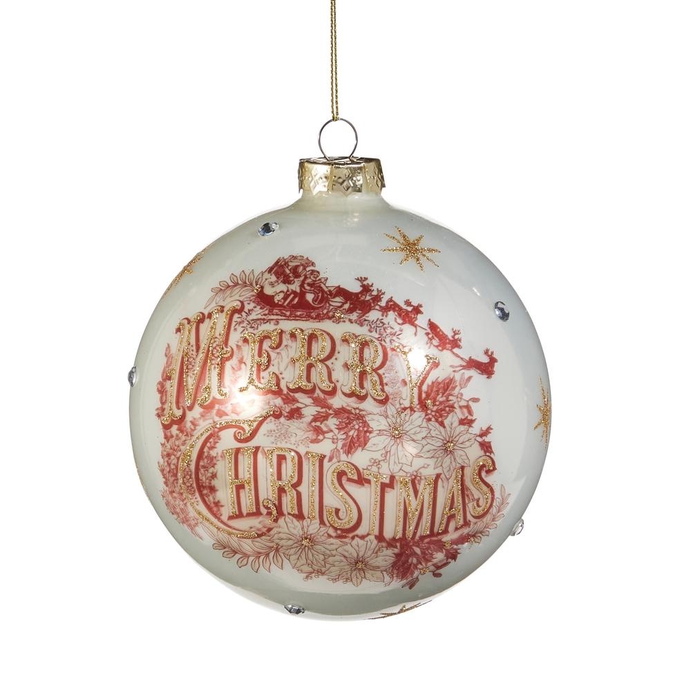 RAZ Imports *SB* 5" Vintage Merry Christmas Ball Ornament