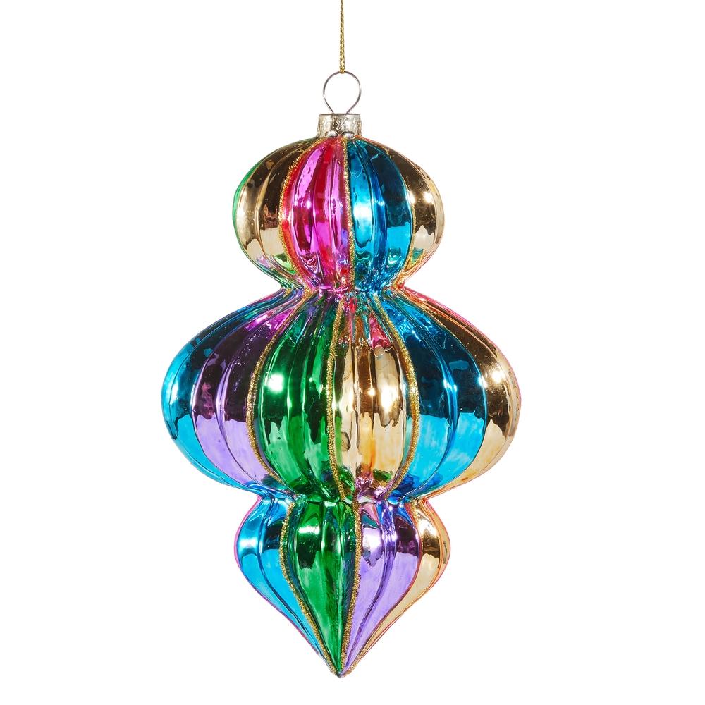RAZ Imports *SB* 6.25" Multicolor Stripe Finial Ornament