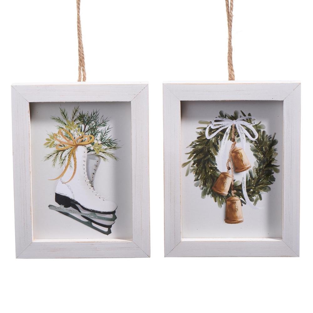 RAZ Imports *SB* 6.75" Farmhouse Frost Framed Ornament