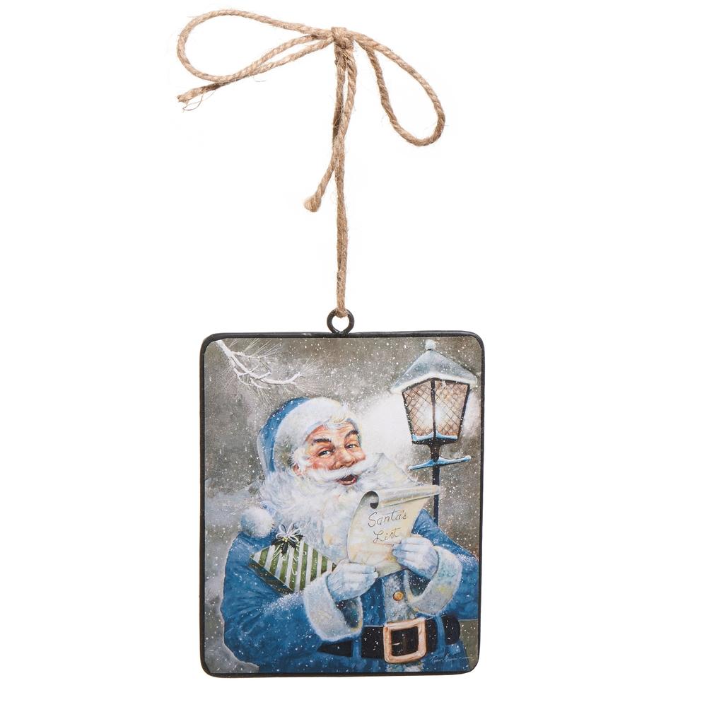 RAZ Imports *SB* 6" He's Checking It Twice Square Ornament