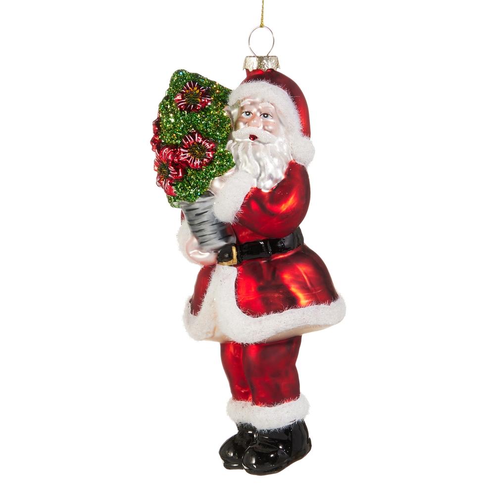 RAZ Imports *SB* 6" Santa Holding Poinsettias Ornament