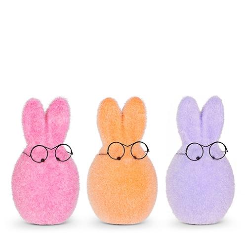 RAZ Imports *SB* 6" Sherbet Flocked Bunny Head with Glasses
