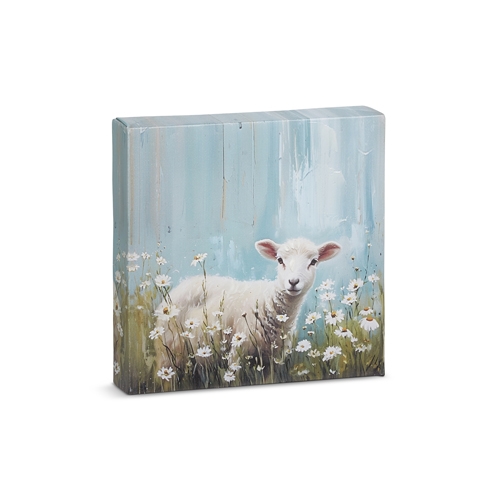 RAZ Imports *SB* 6" Spring Time in Daisies Lamb Wall Art