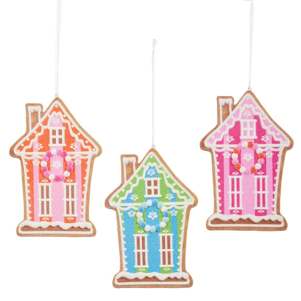 RAZ Imports *SB* 6" Vivid Jolly Gingerbread House Ornament
