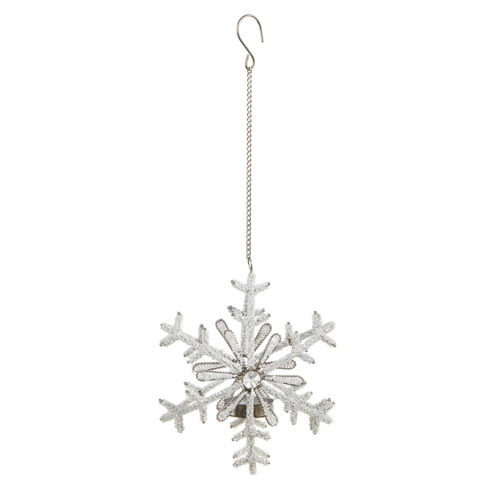 RAZ Imports *SB* 7.5" Beaded Snowflake Tealight Candleholder Ornament