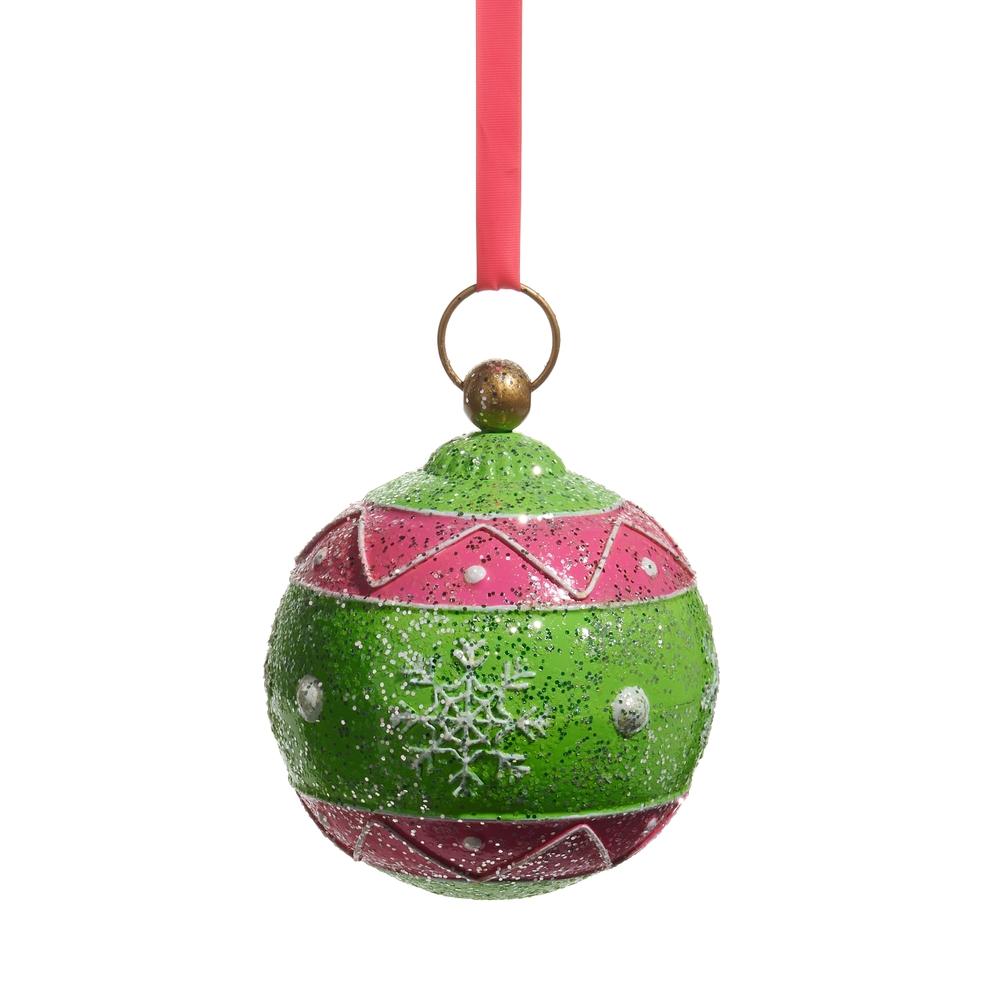 RAZ Imports *SB* 7.5" Glittered Pink and Green Ornament