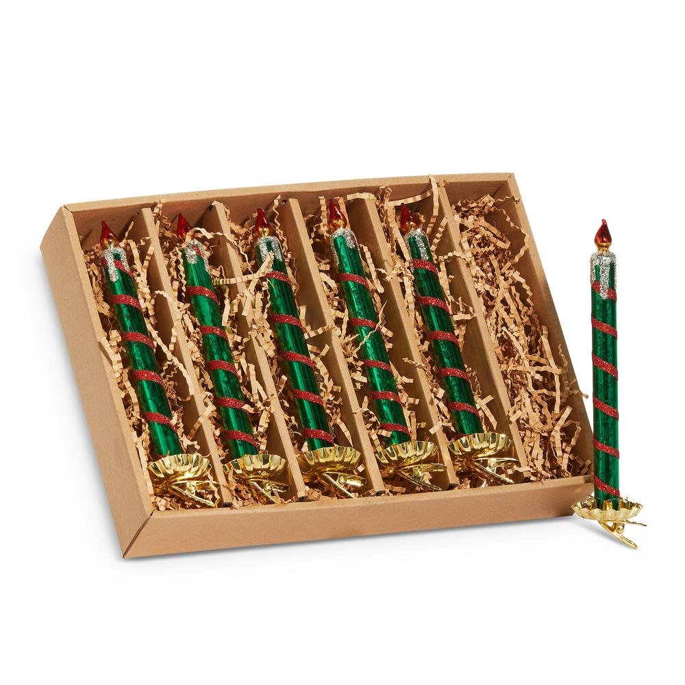 RAZ Imports *SB* 7.5" Red Green Clip-On Candle Ornaments