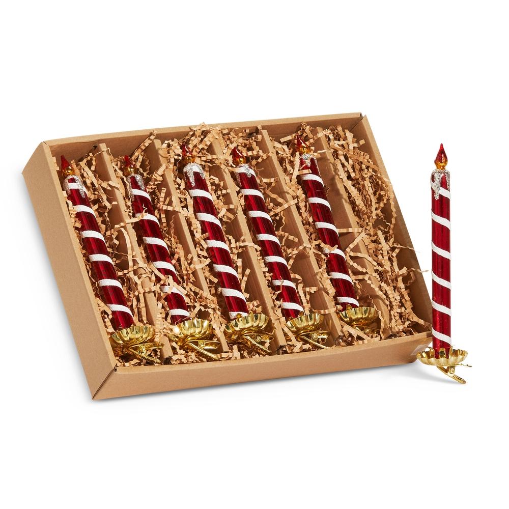 RAZ Imports *SB* 7.5" Red White Clip-On Candle Ornaments