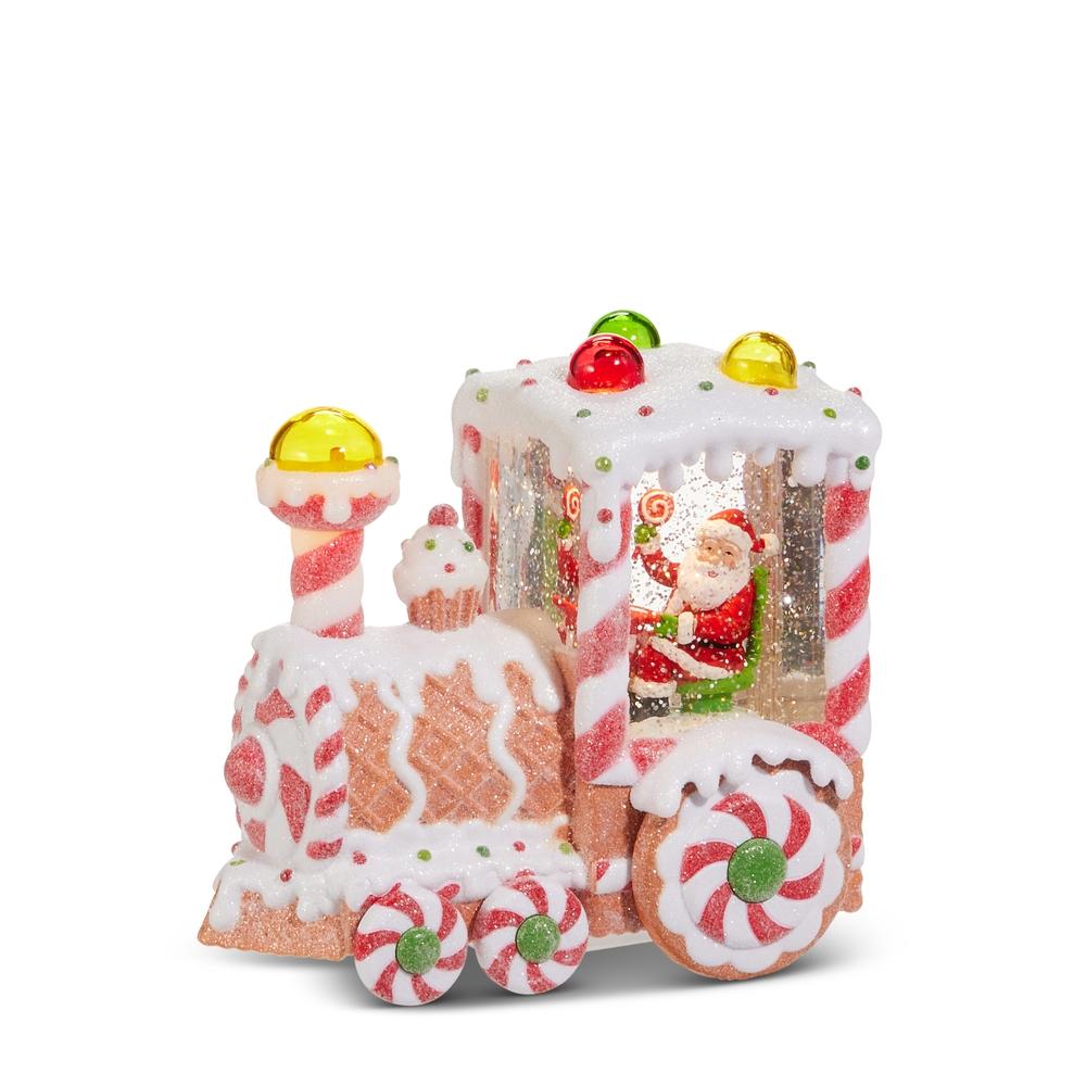 RAZ Imports *SB* 7.5" Santa Lighted Water Gingerbread Train