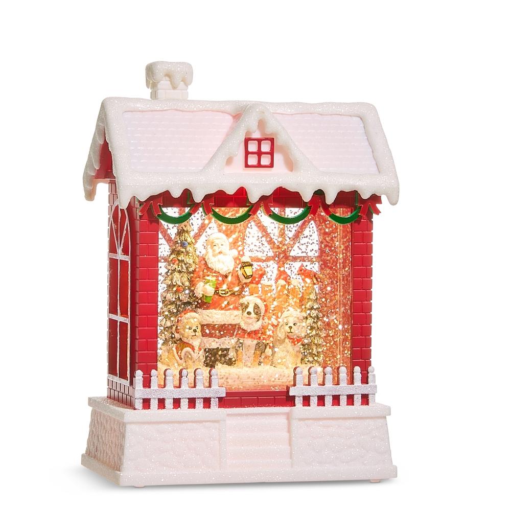 RAZ Imports *SB* 7.75" Santa and Dogs Lighted Water Chalet