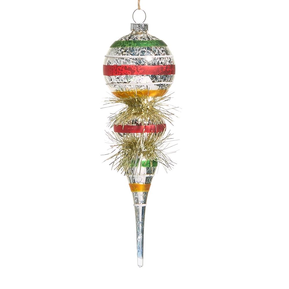 RAZ Imports *SB* 7.75" Vintage Finial with Tinsel Ornament