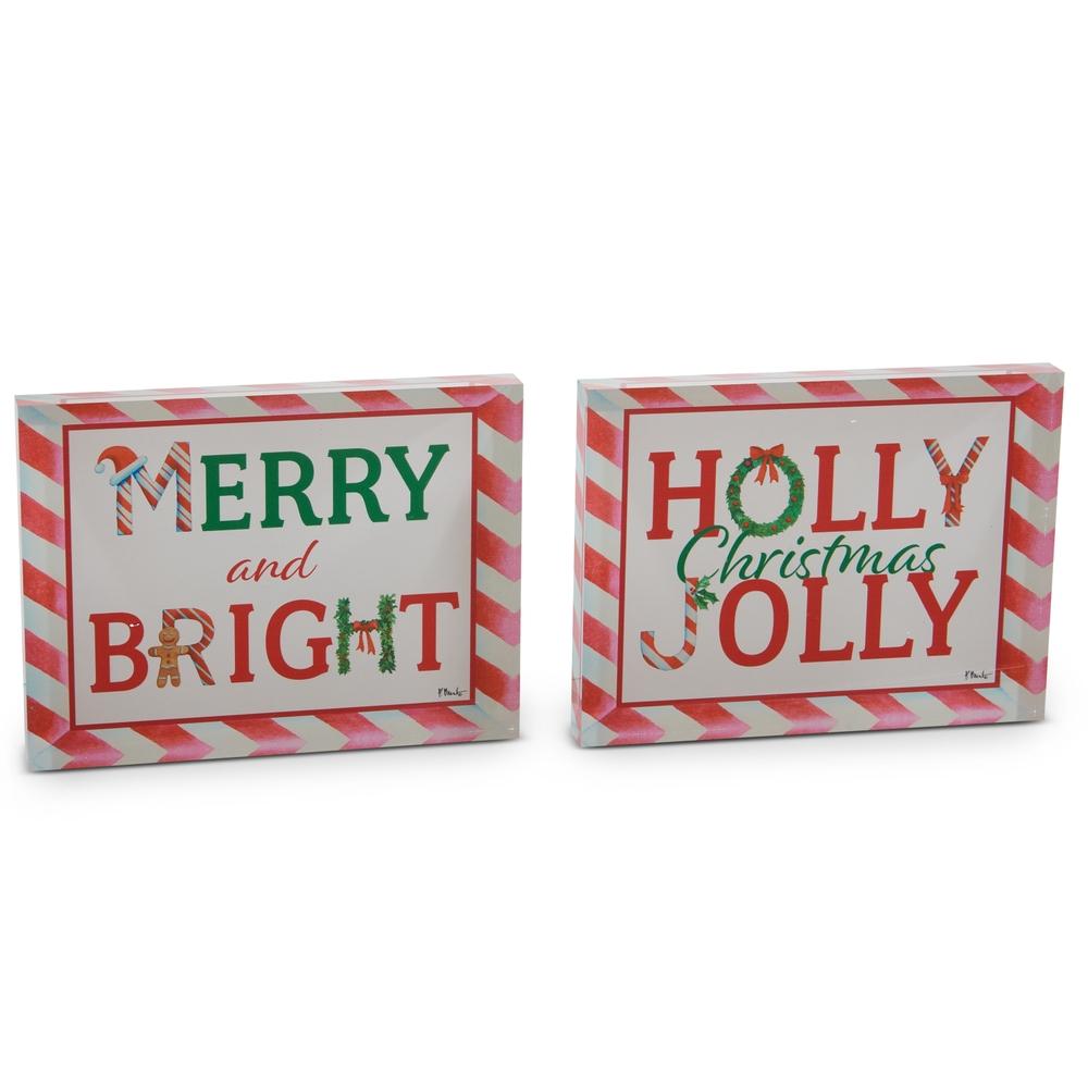 RAZ Imports *SB* 8" Candy Cane Greetings Acrylic Blocks