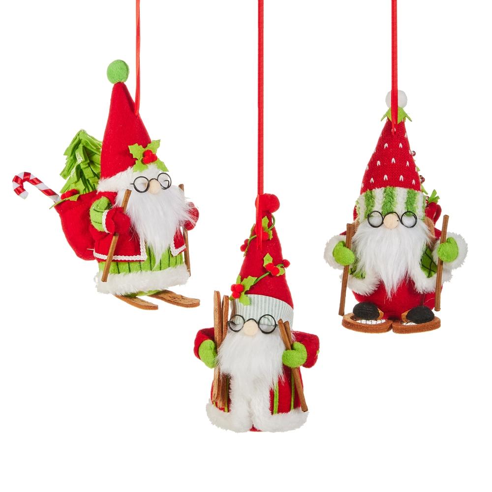 RAZ Imports *SB* 8" Holly-Day Skiing Santa Gnome Ornament