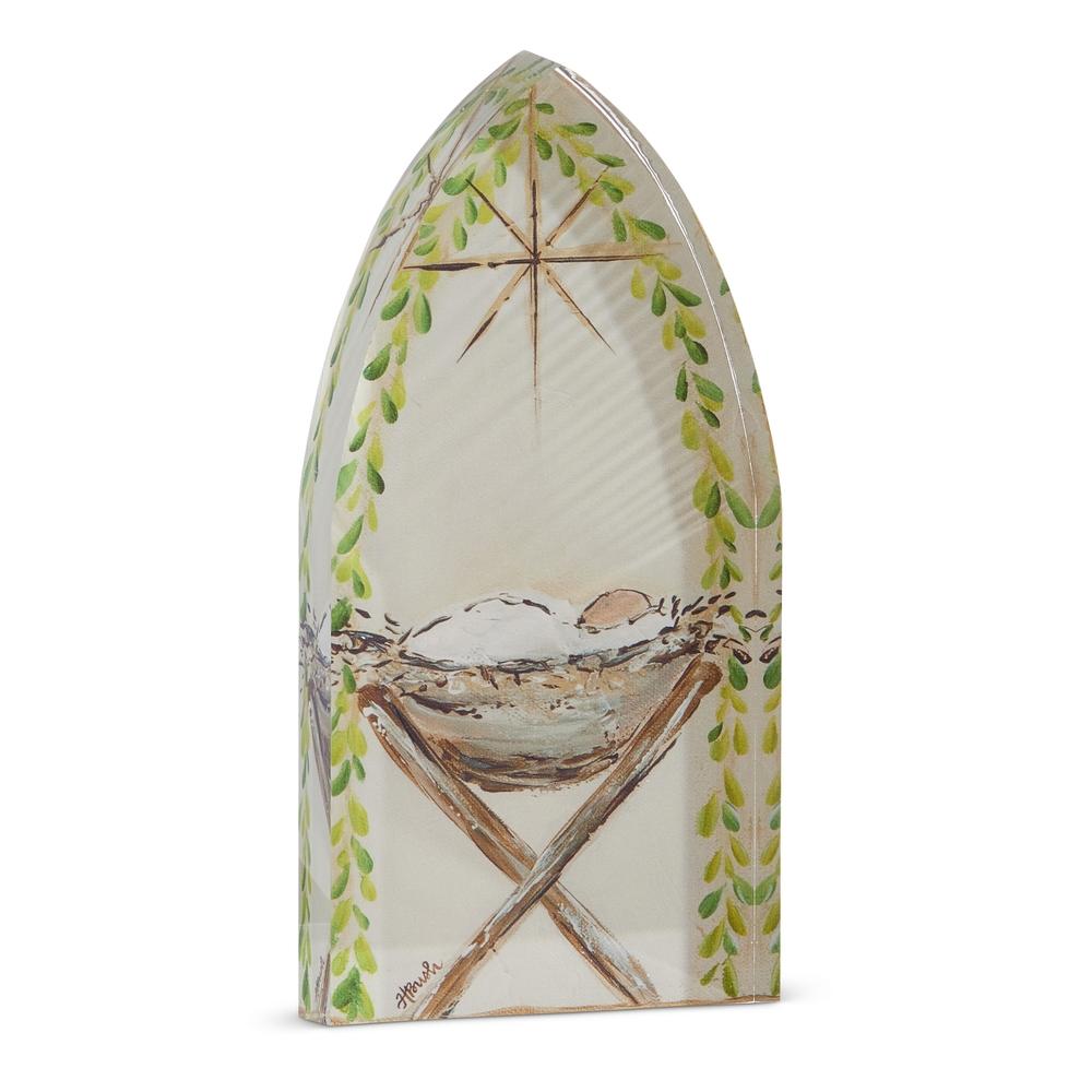 RAZ Imports *SB* 8" Jesus in Manger Acrylic Cut Out Block