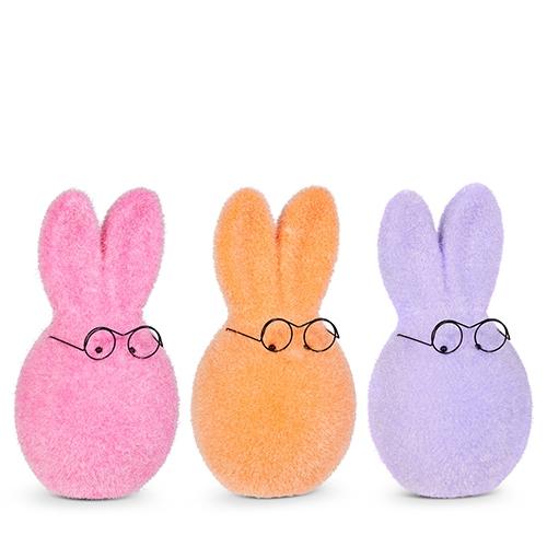 RAZ Imports *SB* 8" Sherbet Flocked Bunny Head with Glasses