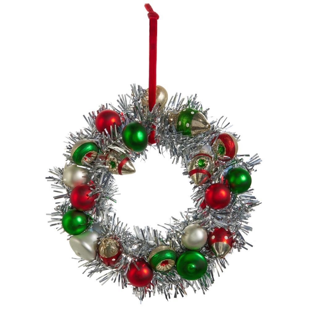 RAZ Imports *SB* 8" Silver Tinsel Ball Wreath Ornament