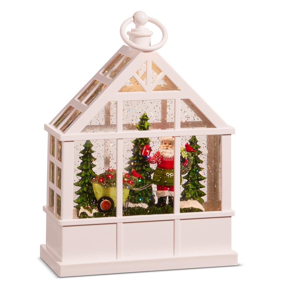 RAZ Imports *SB* 9.25" Garden Santa Lighted Water Greenhouse