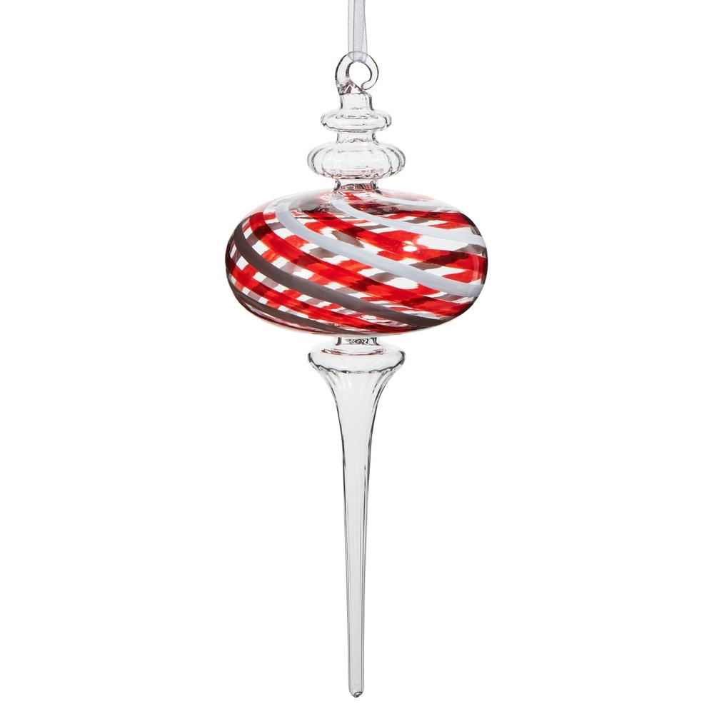 RAZ Imports *SB* 9.5" Peppermint Swirl Finial Ornament