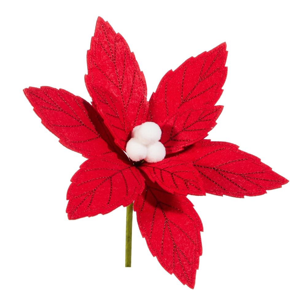 RAZ Imports *SB* 9" Red Poinsettia Felt Clip-On Ornament