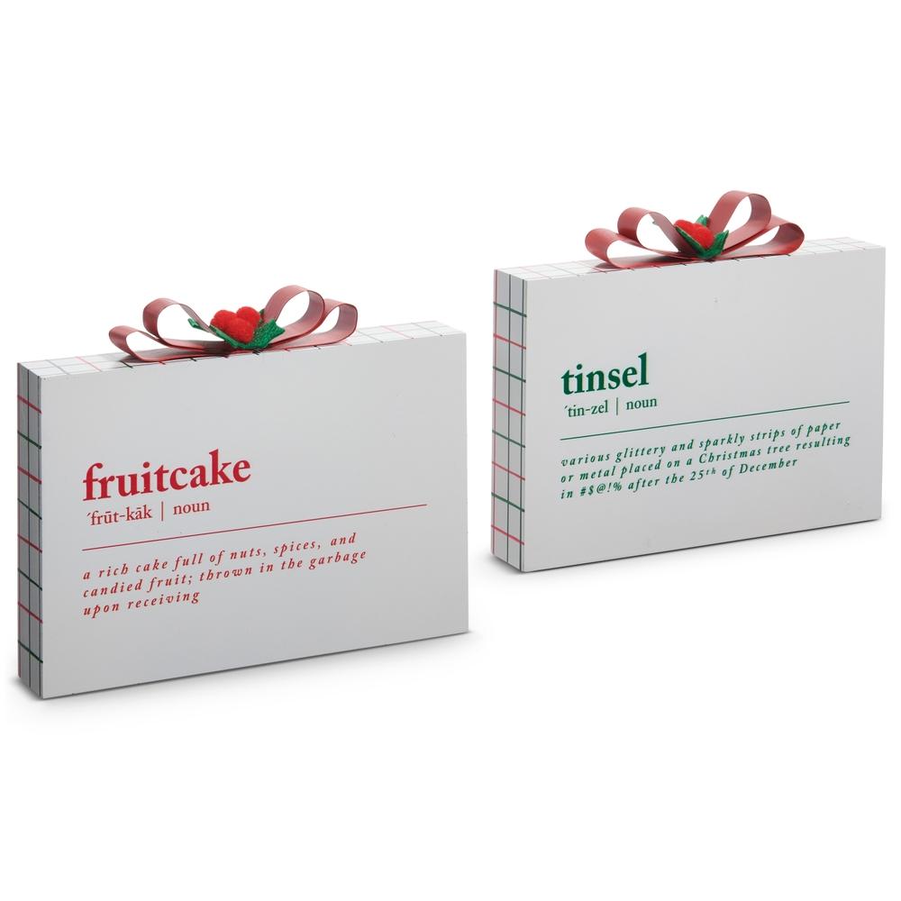 RAZ Imports *SB* 9" Tinsel and Fruitcake Definition Block