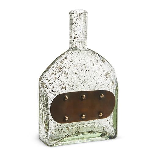 RAZ Imports *SB* 9" Vintage Bottle with Metal Plate Tag