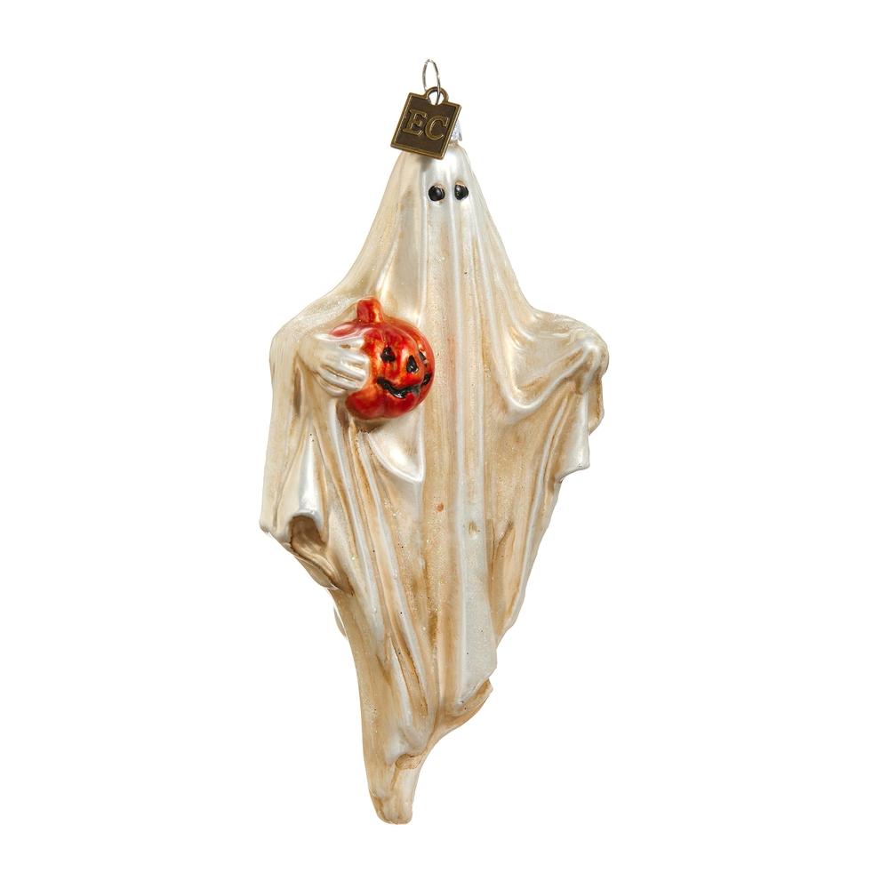 RAZ Imports *SB* EC 5.5" Friendly Ghost with Pumpkin Ornament