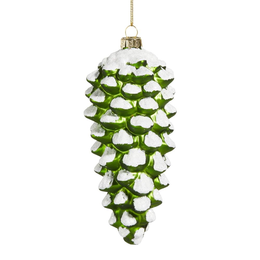 RAZ Imports *SB* EC 5.75" Snowy Green Pinecone Ornament