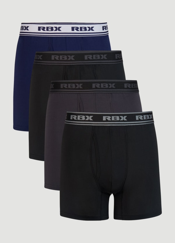 rbx Quick Dry Boxer Briefs with Fly 4-Pack